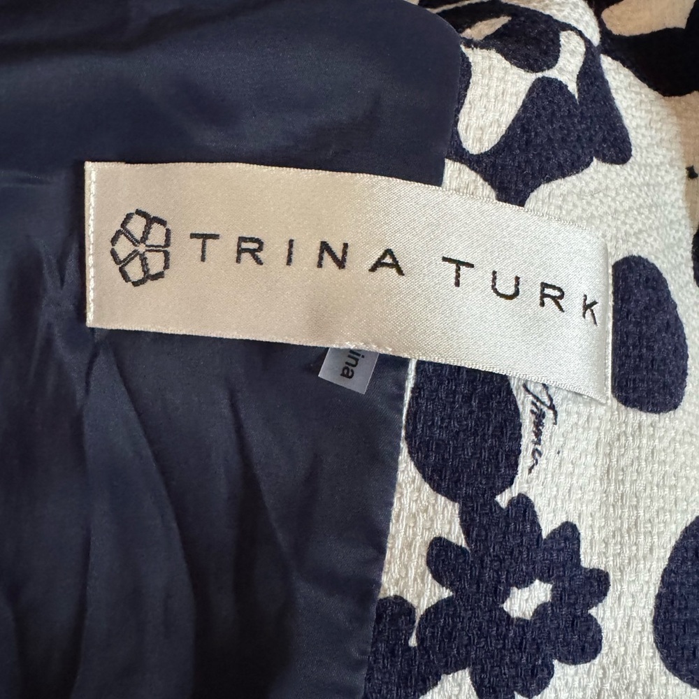 Trina Turk Navy White Floral Blazer Size 4 NWOT - Picture 5 of 9